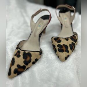 Boden Leopard Print Ankle Strap kitten heel Women's Shoes 9